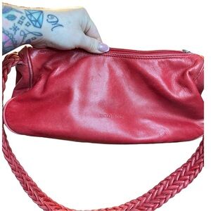 paolo masi red Italian made braided strap shoulder crossbody purse
